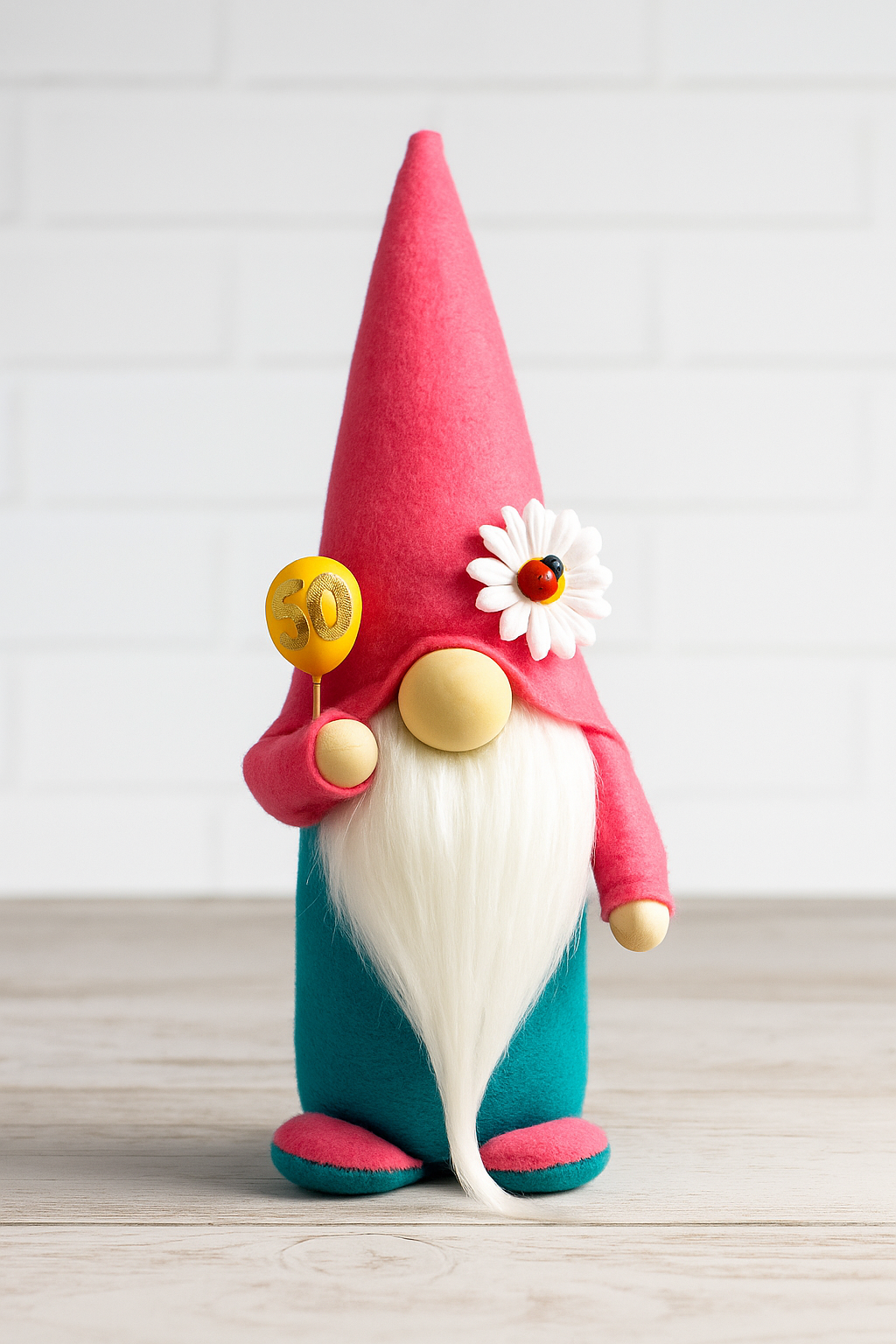 Handmade Birthday Gnome with Balloons and Age, Gonk, Nordic, Swedish Tomte