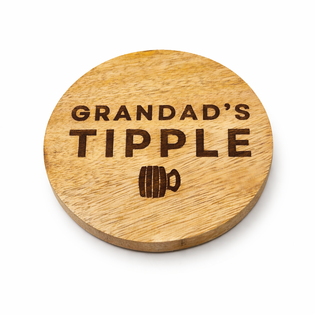 Grandads Tipple Wooden Round Coaster 10cm