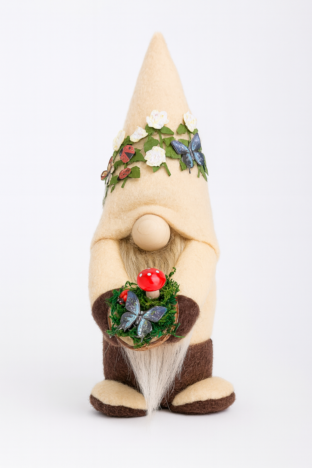 Handmade Woodland Nordic Gnome with Toadstool, Gonk, Swedish Tomte