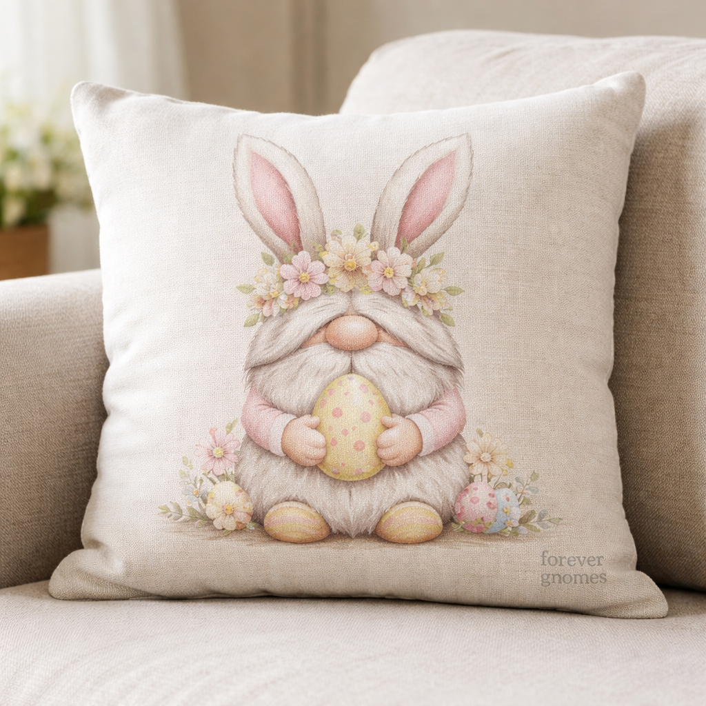 Easter Bunny Gonk Linen Cushion – 40 x 40cm