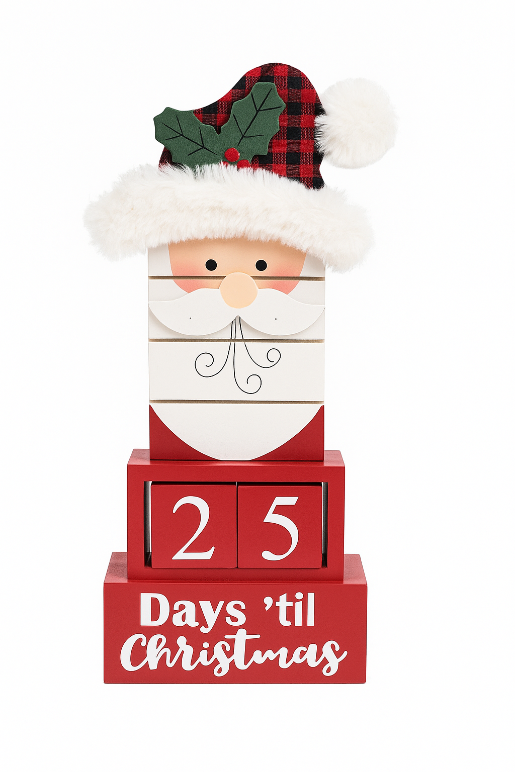 Wooden Countdown to Christmas in Santa Design, 27cm