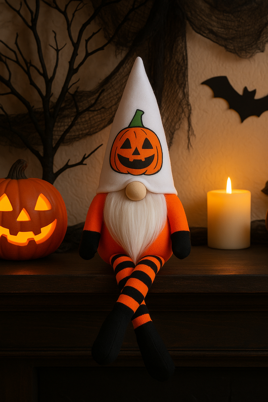 Halloween Pumpkin Gonk with Dangly Legs, Nordic, Gnome, Swedish Tomte