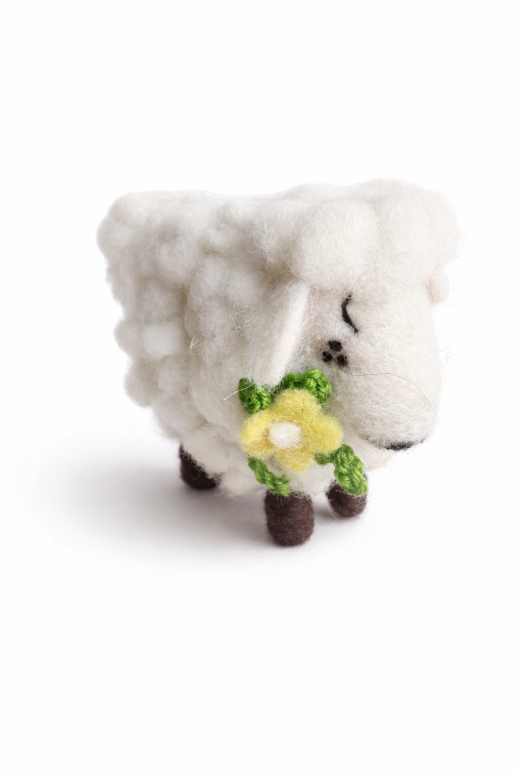 Wool Sheep with Spring Flower H12cm x L15cm x D7.5cm