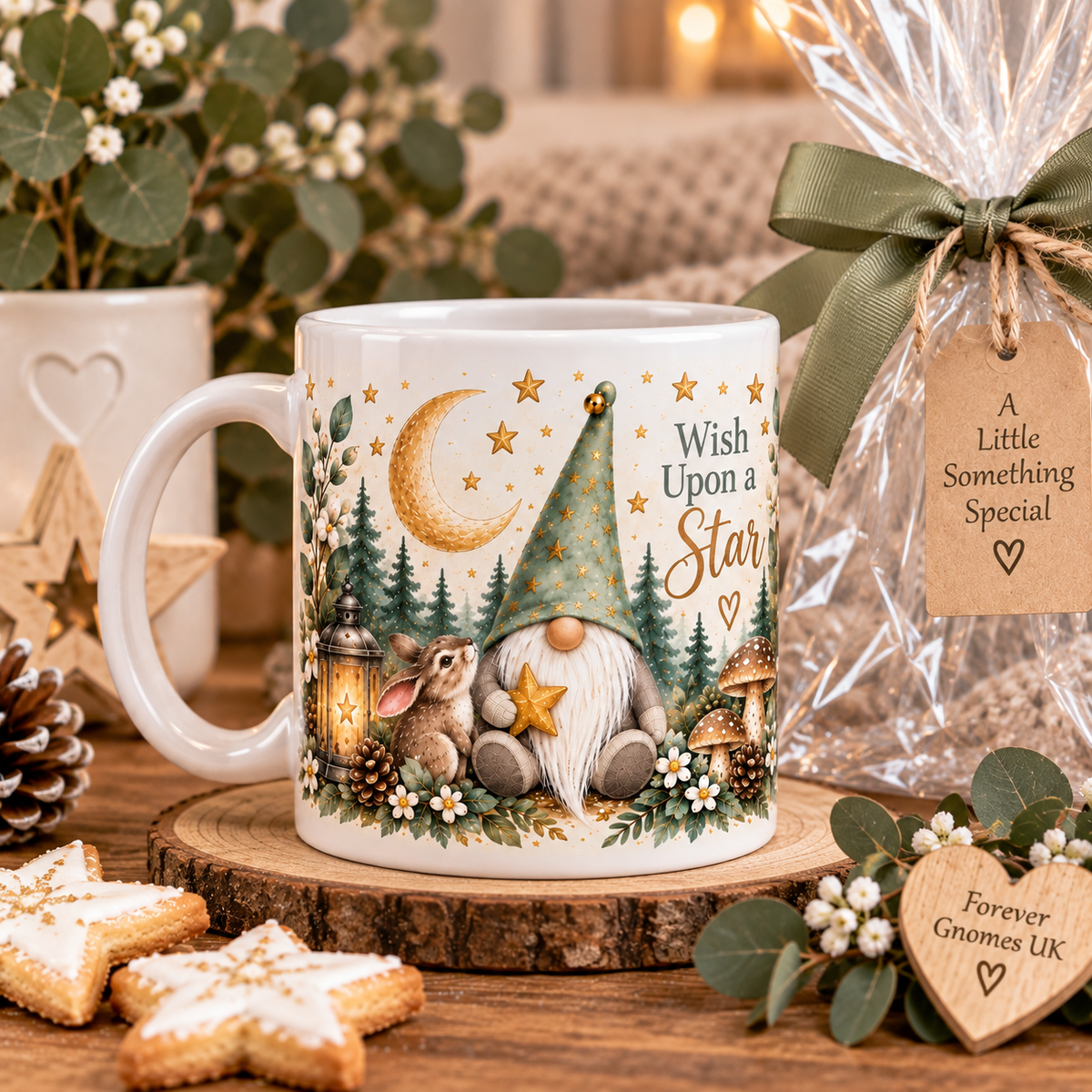 Wish Upon a Star Gnome Mug – 11oz Ceramic Woodland Mug – Exclusive Forever Gnomes UK Design