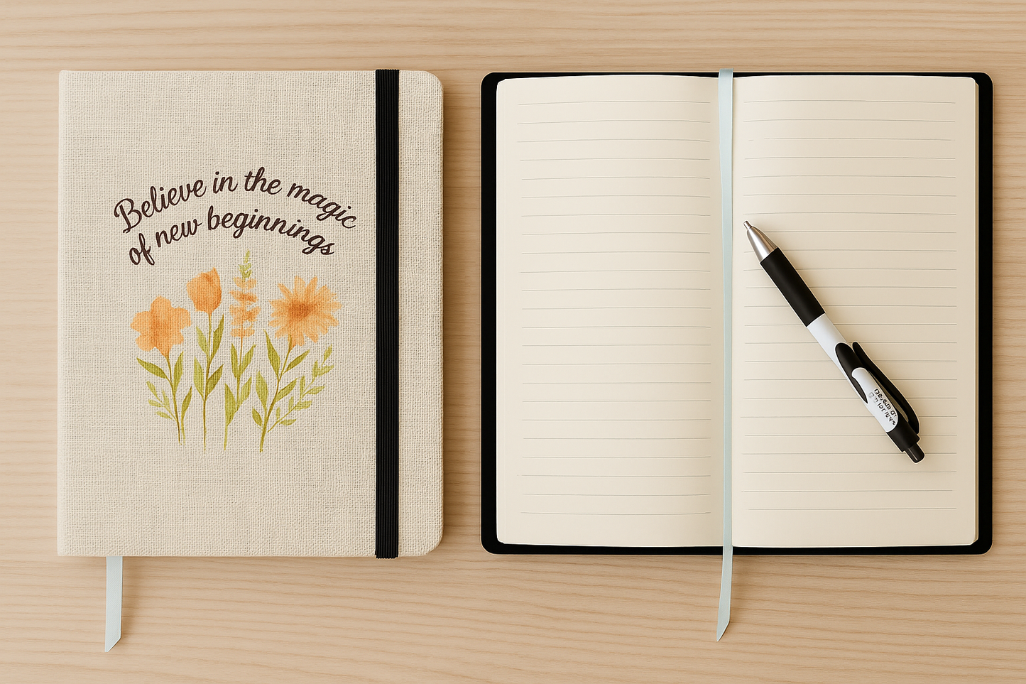 Believe in the Magic of New Beginnings A5 Linen Notebook