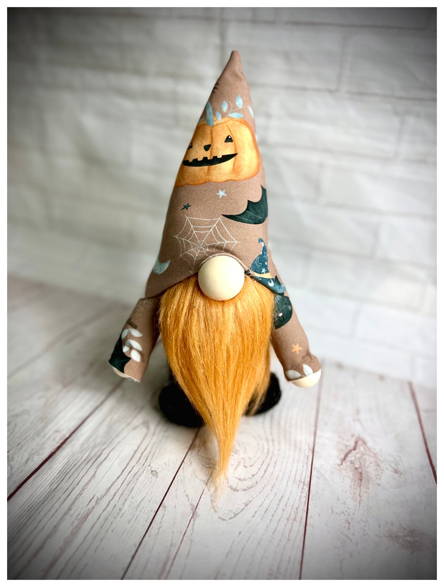 Handmade Pumpkin and Bats Halloween Nordic Gnome, Gonks, Swedish Tomte