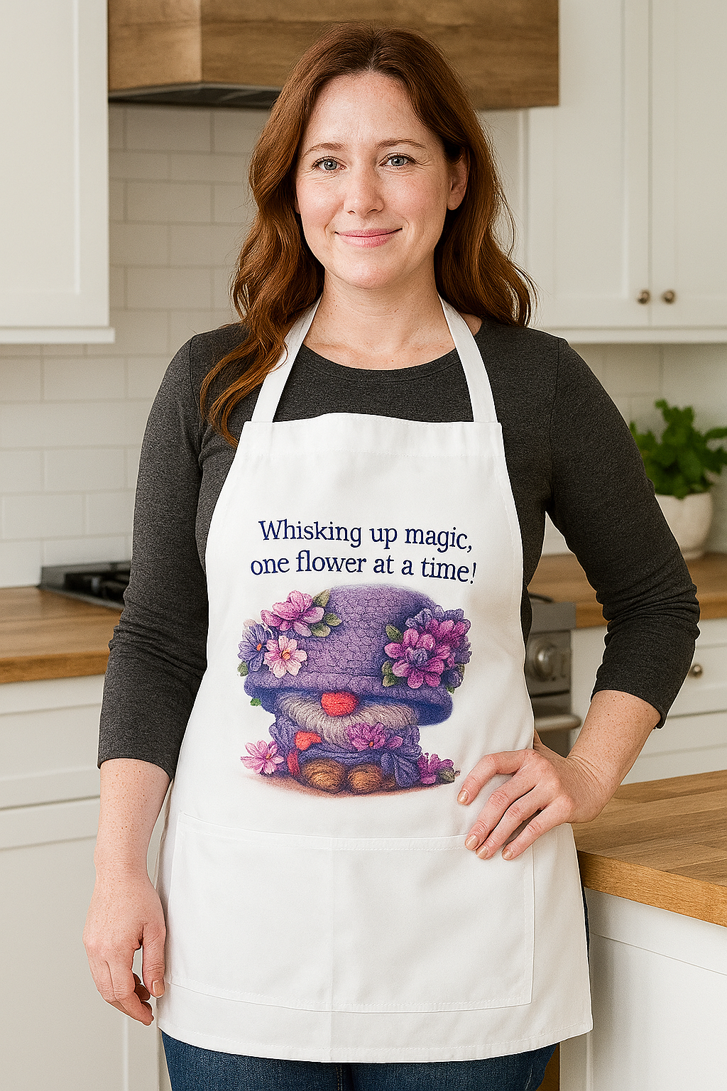 Polyester Whisking Up Magic Gonk Adult Apron, With Pocket