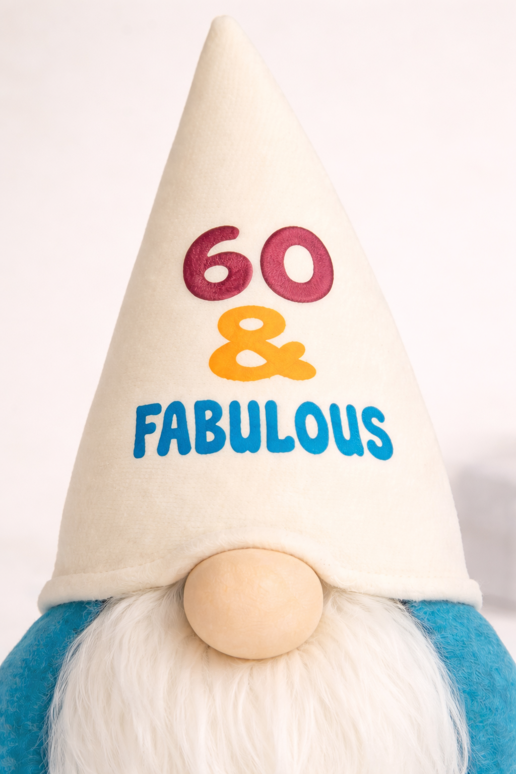 Handmade “60 & Fabulous” Birthday Gonk with Balloon – 10 Inch Nordic Gnome Gift | Heat Transfer Vinyl Detail | Swedish Tomte | Forever Gnomes UK