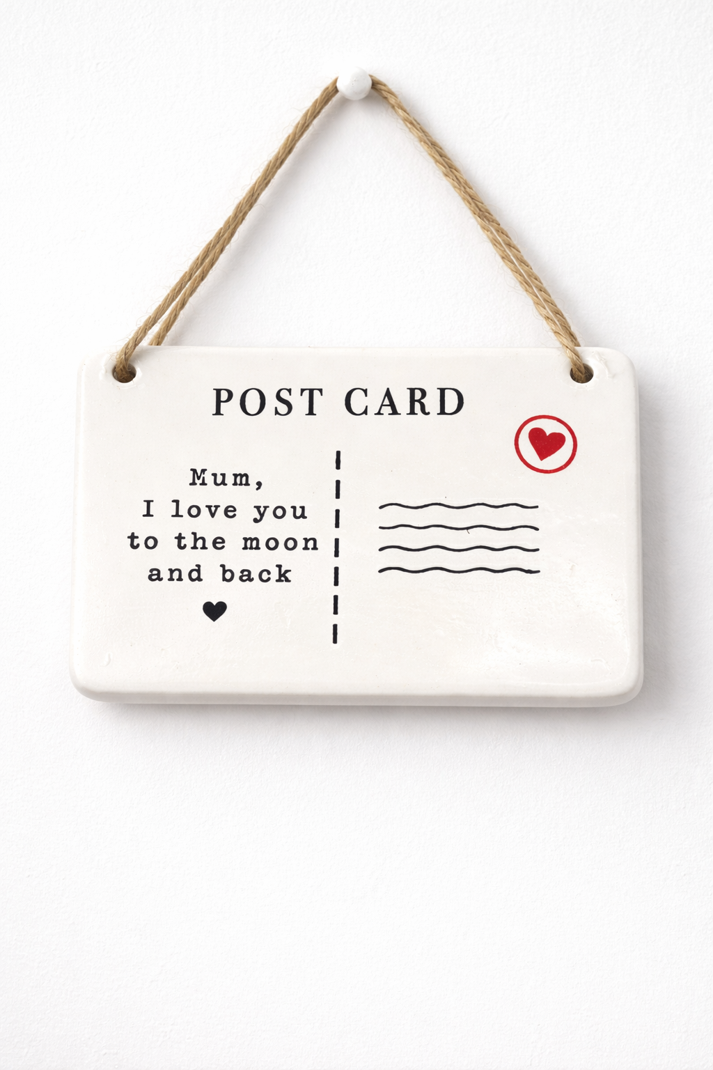 Mum I love you to the moon and back ceramic postcard