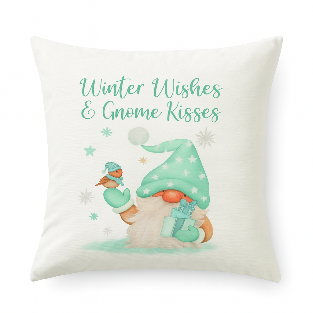 Warm Wishes and Gnome Kisses soft Valour Cushion 40 x 40cm Nordic Gnome, Swedish Tomte