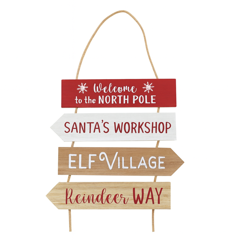 NORTH POLE HANGING CHRISTMAS PLAQUE, 34CM