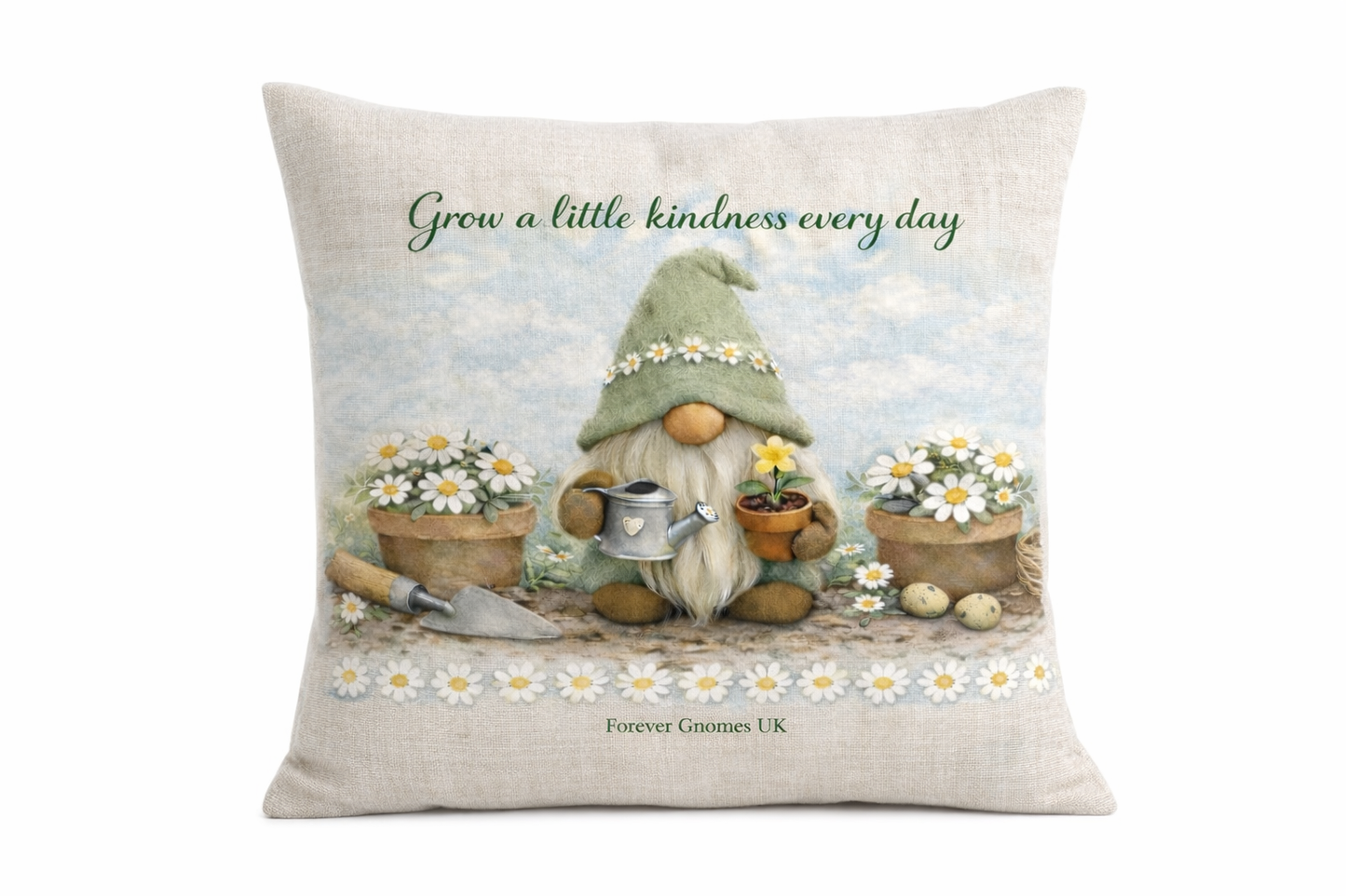 Grow a Little Kindness Linen Cushion