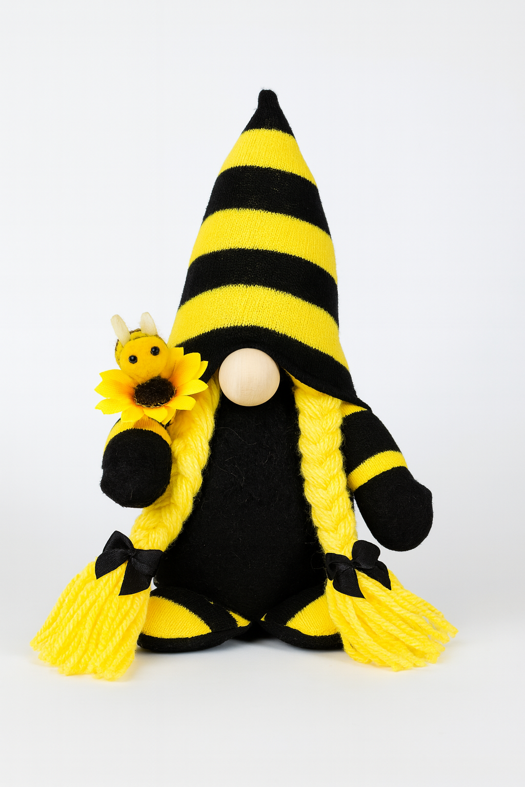 Handmade Bumble Bee Female Gonk with Sunflower