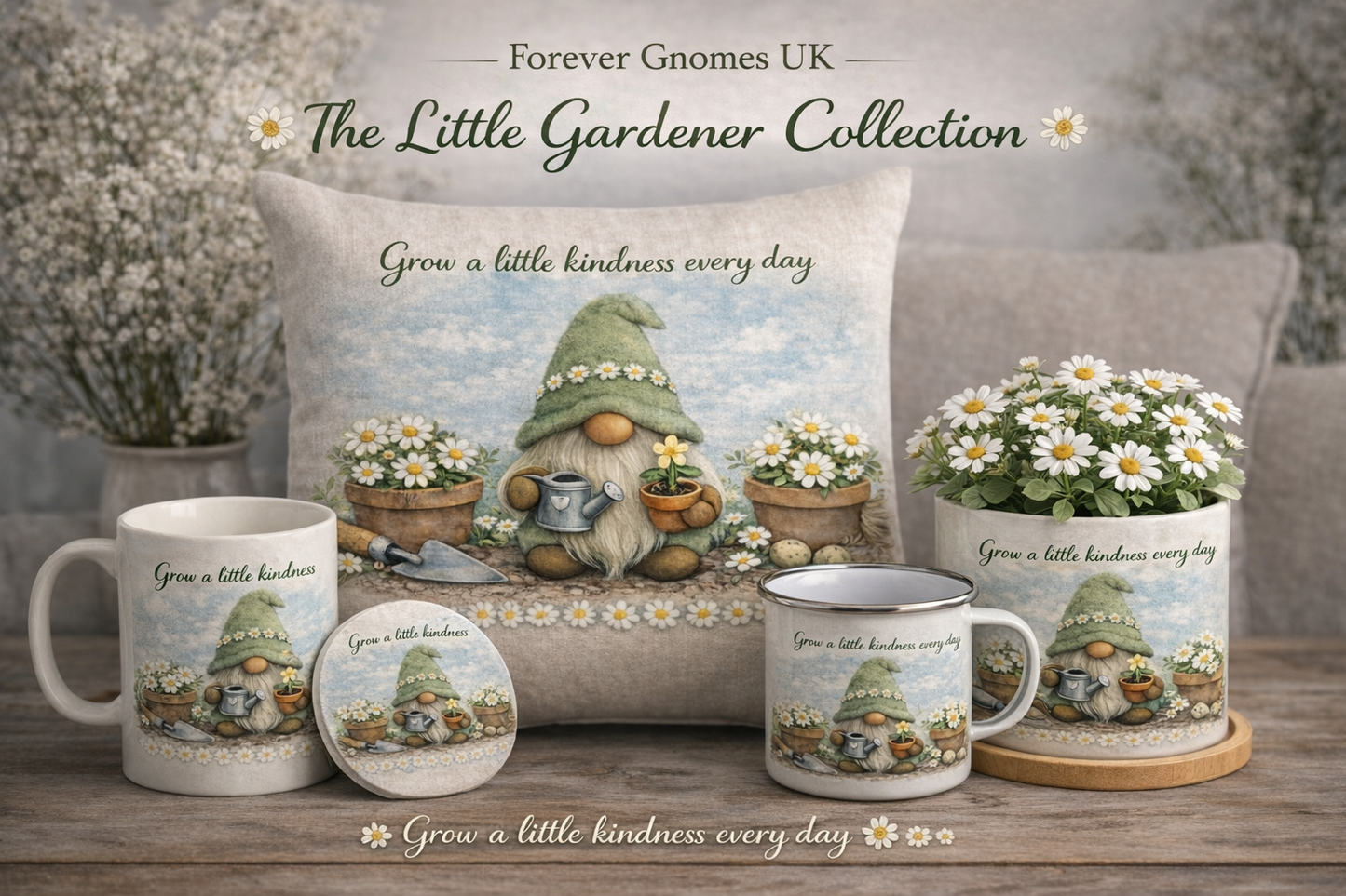 Grow a Little Kindness Every Day – Illustrated Ceramic Mug