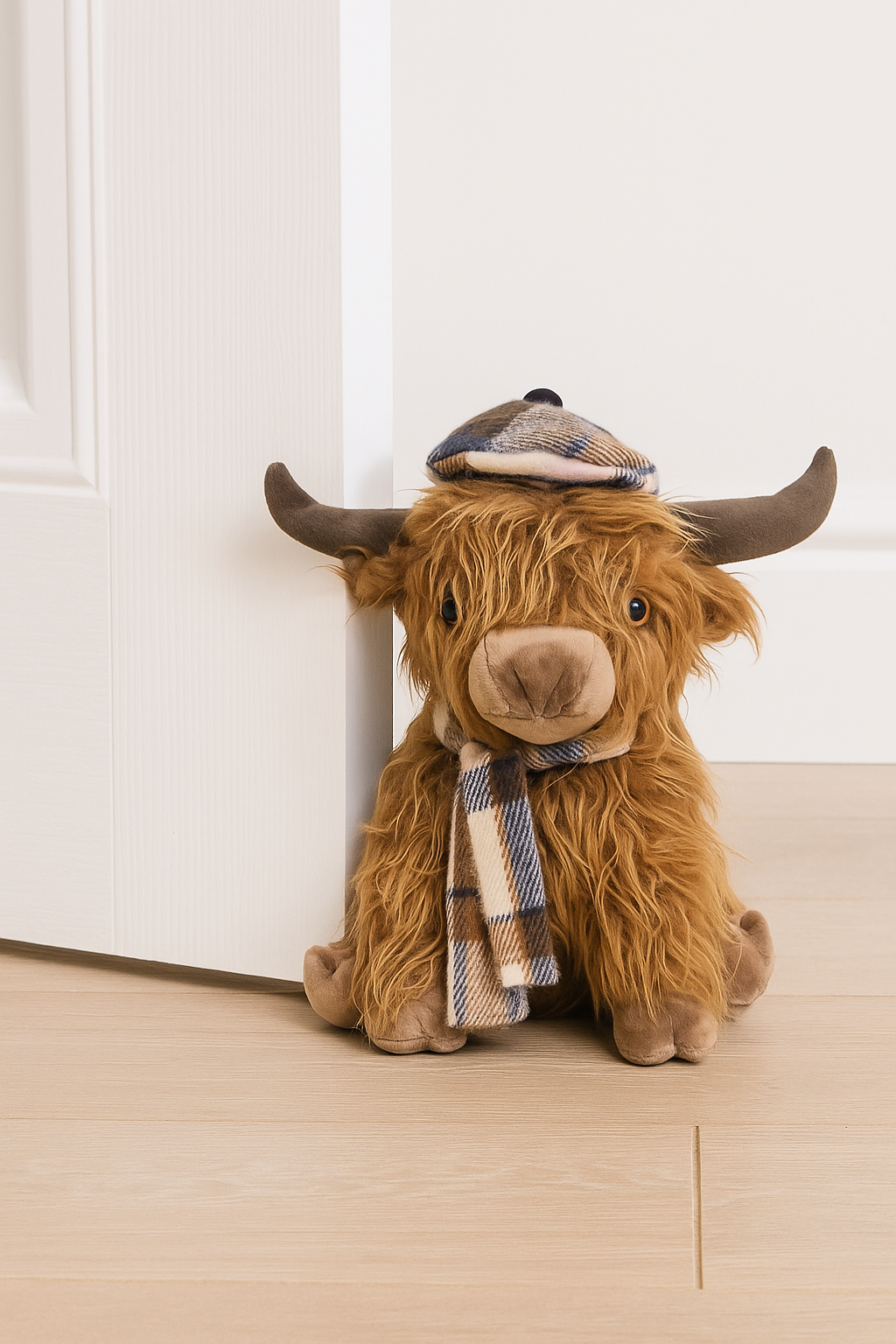 Highland Cow Doorstop with Hat and Scarf 30cm