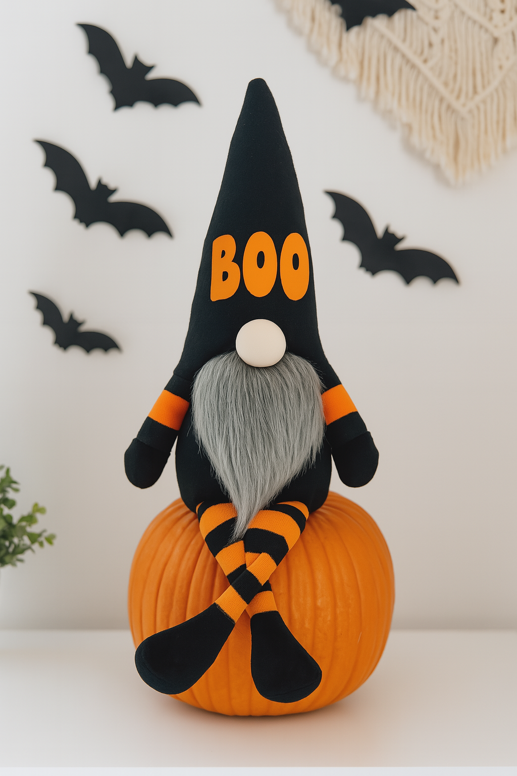 Halloween Boo Shelf Sitting Gonk, Orange, Nordic, Gnome, Swedish Tomte