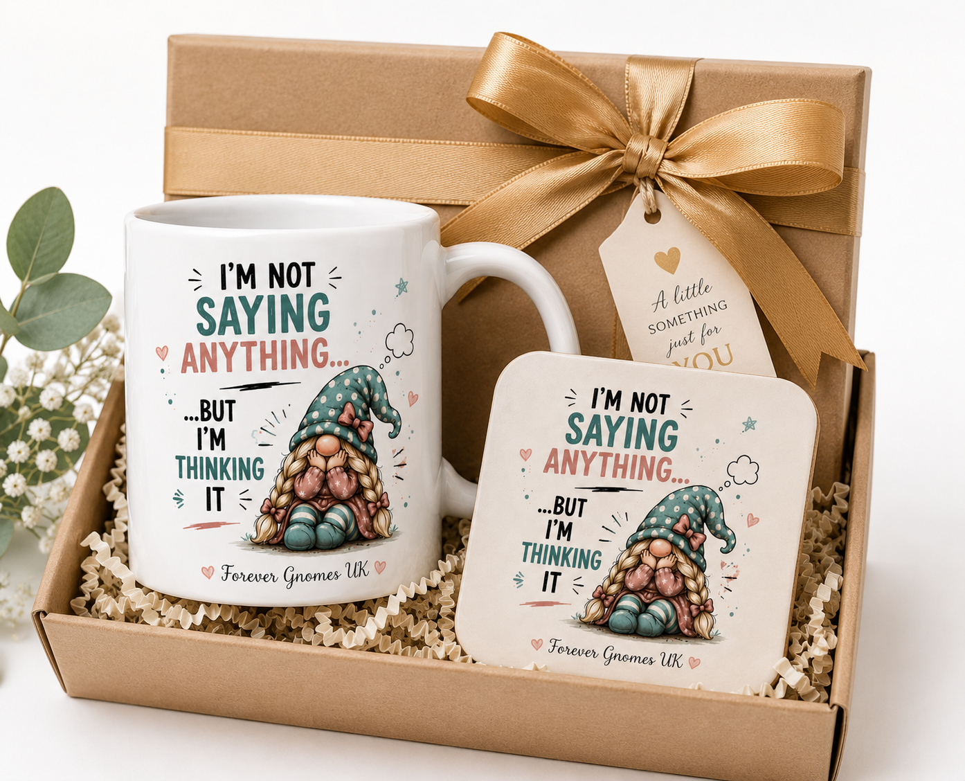 I’m Not Saying Anything… But I’m Thinking It – Gonk Mug & Ceramic Coaster Gift Set