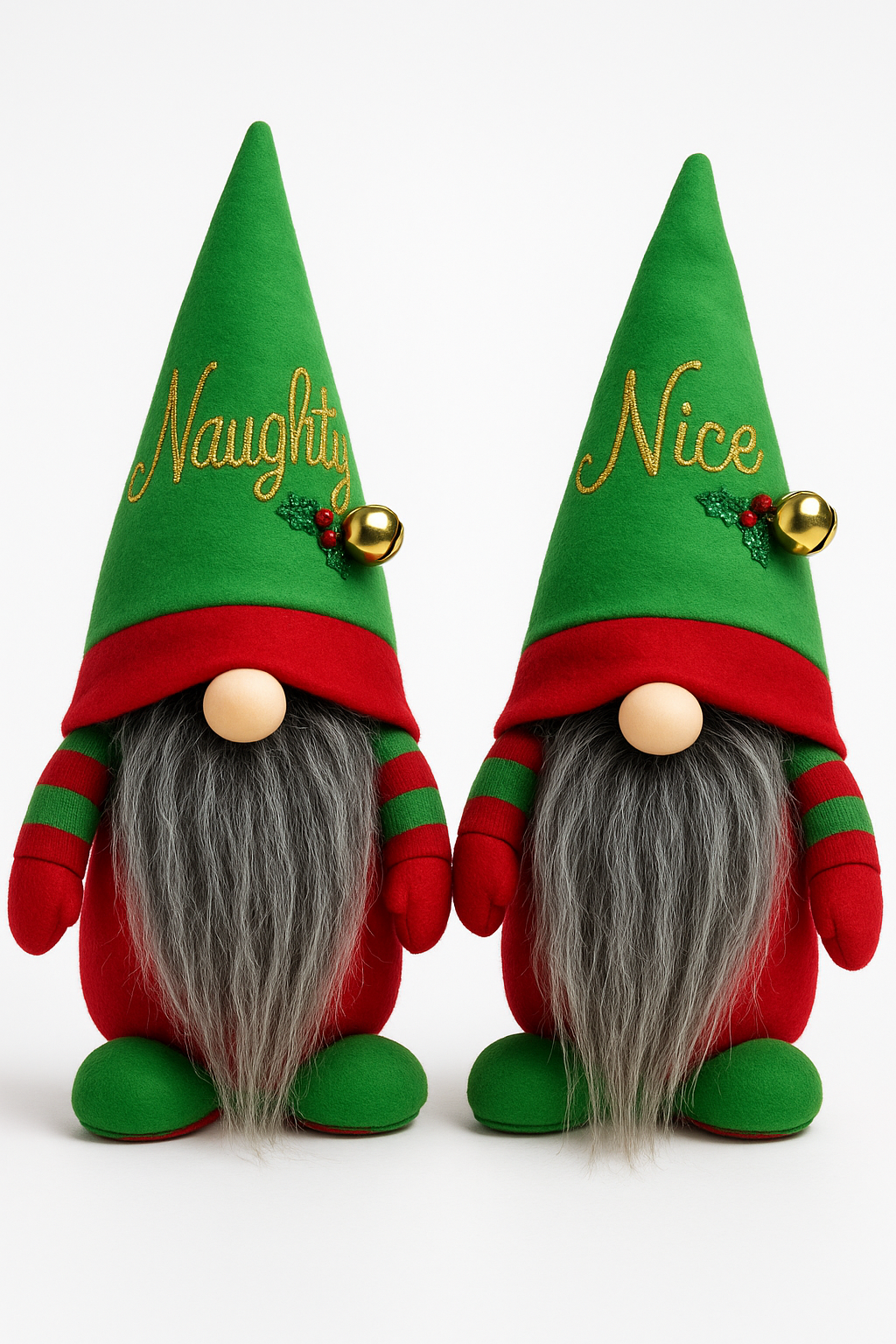 Handmade Naughty and Nice Christmas Gonks, Nordic, Gnome, Swedish Tomte