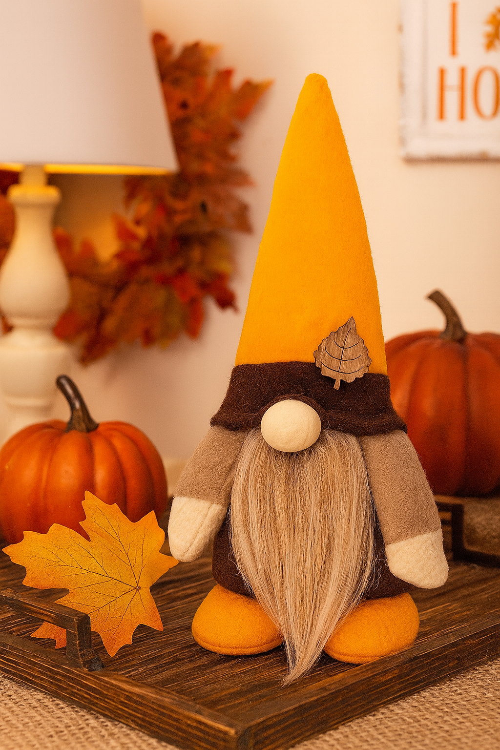 Mini Autumn Gonk in Brown and Orange, Nordic Gnome, Swedish Tomte