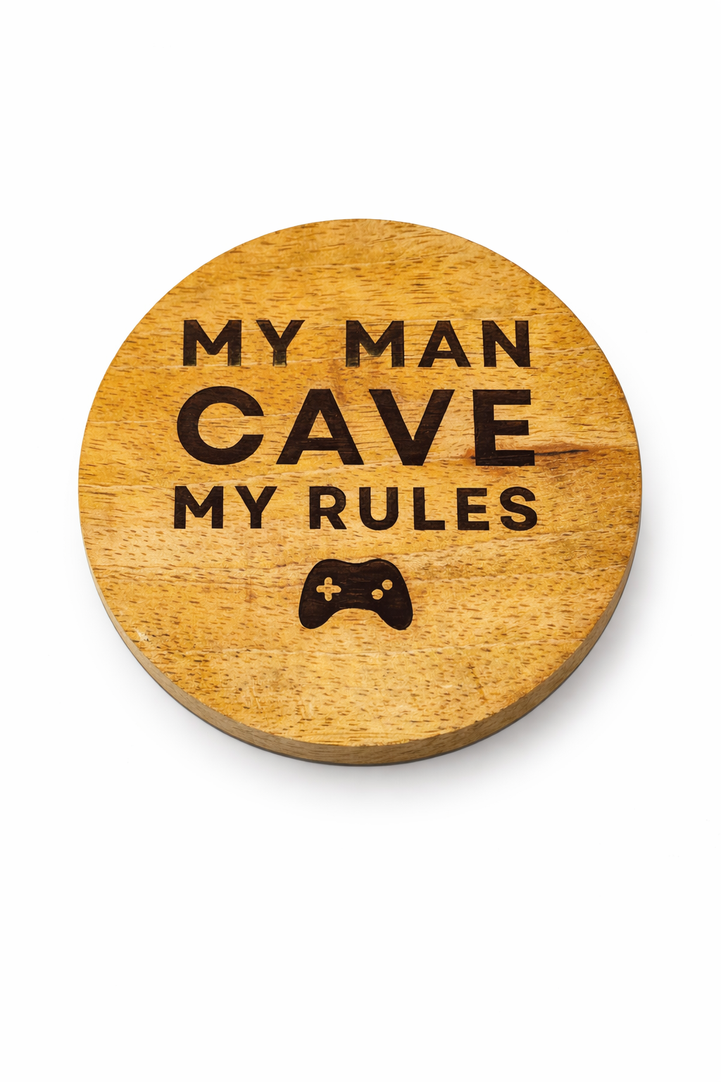 Man Cave Wooden Round Coaster