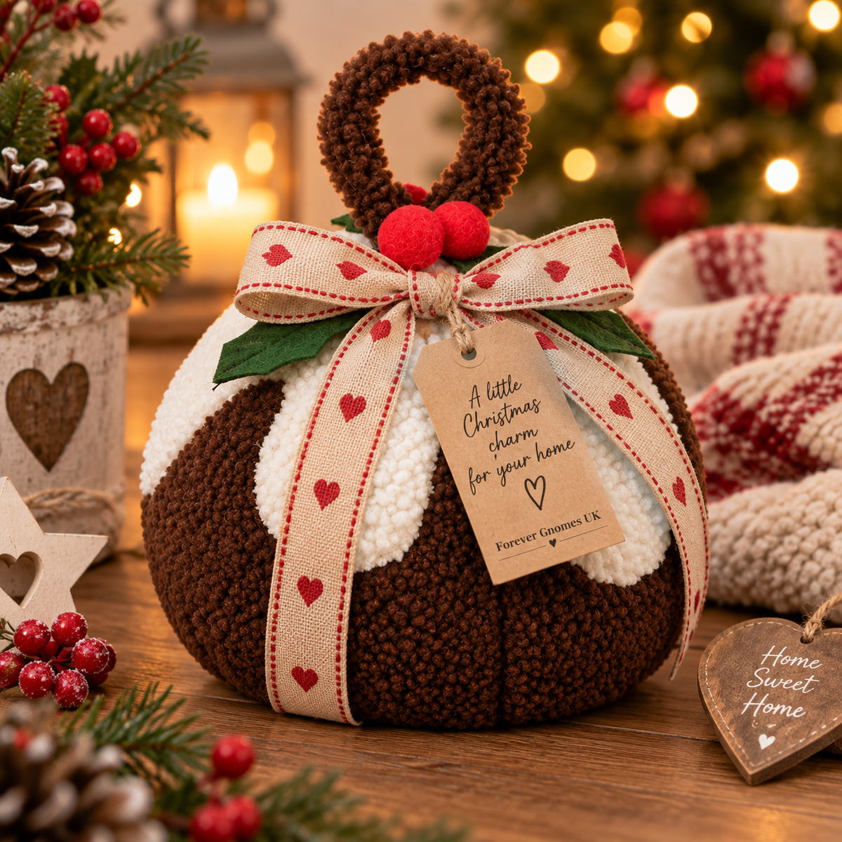 Christmas Pudding Fabric Doorstop