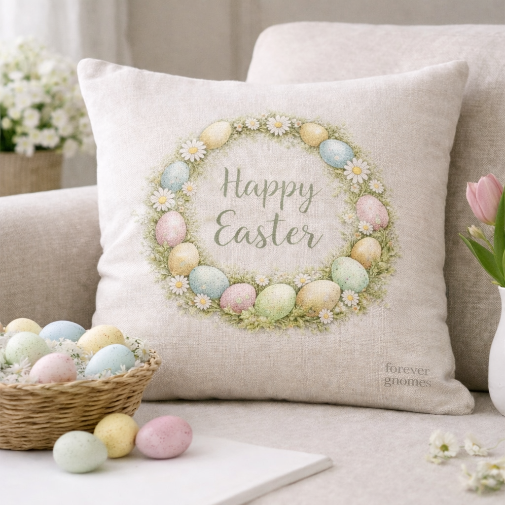 Happy Easter Linen Cushion – 40 x 40cm