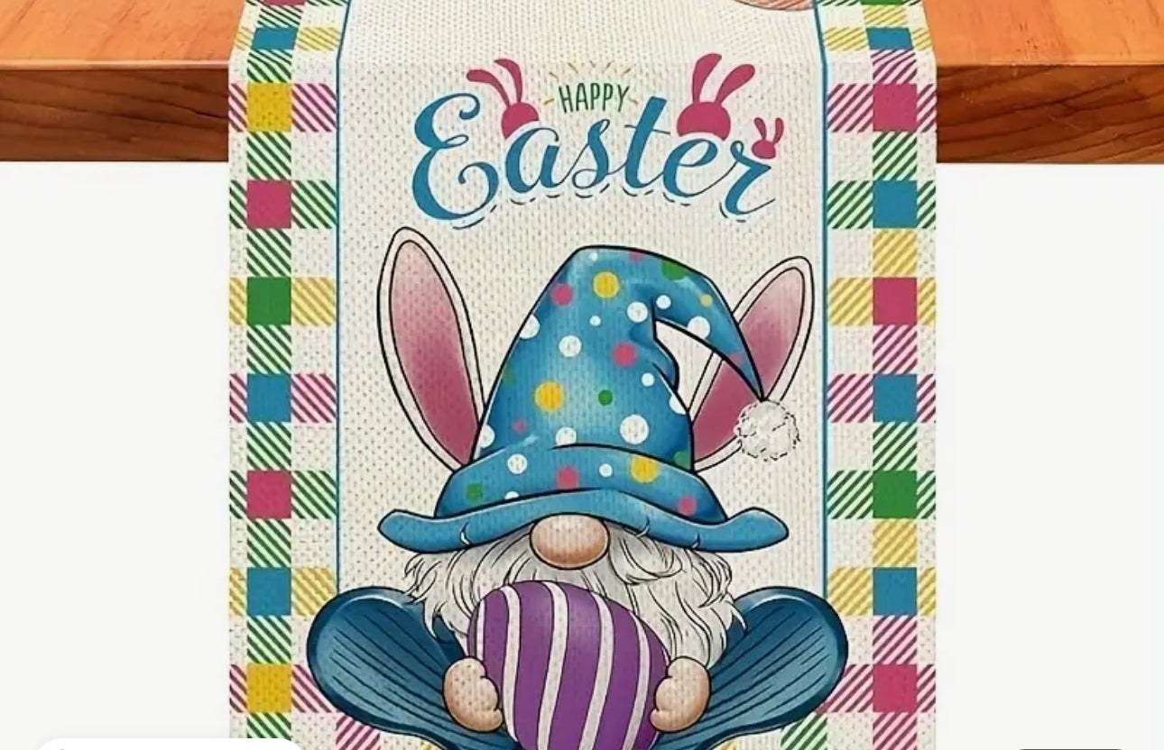 Linen Easter Gnome Table Runner, Nordic, Gnome, Swedish Tomte