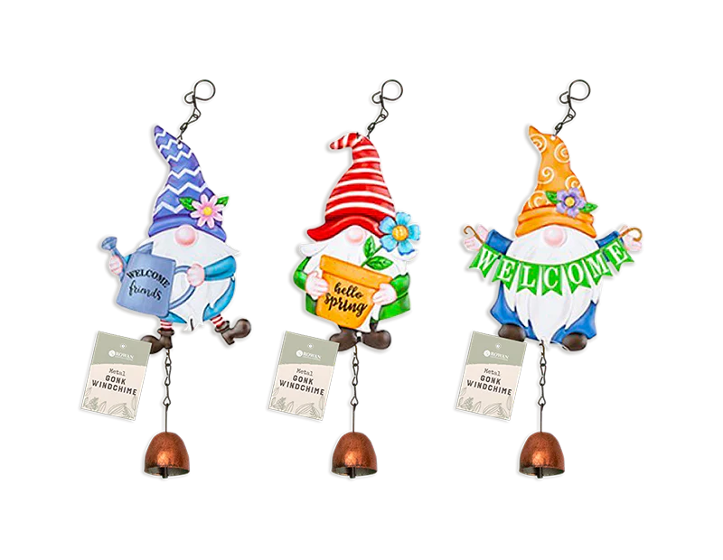 Metal Gonk Wind-chimes, Gnome, Nordic, Swedish Tomte