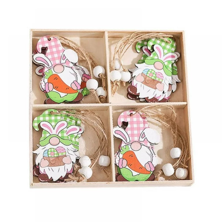 12pc Hanging Wooden Easter Gnome Decorations, Nordic Gnome, Swedish Tomte