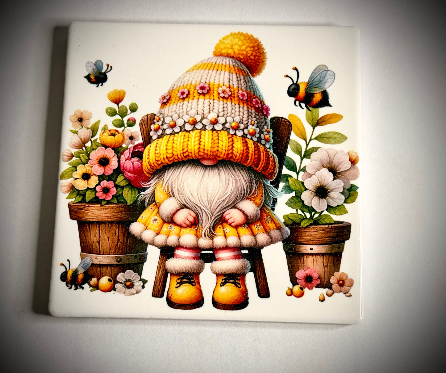 Handmade Ceramic Gnome Coaster, Nordic Gnome, Swedish Tomte, Gonk