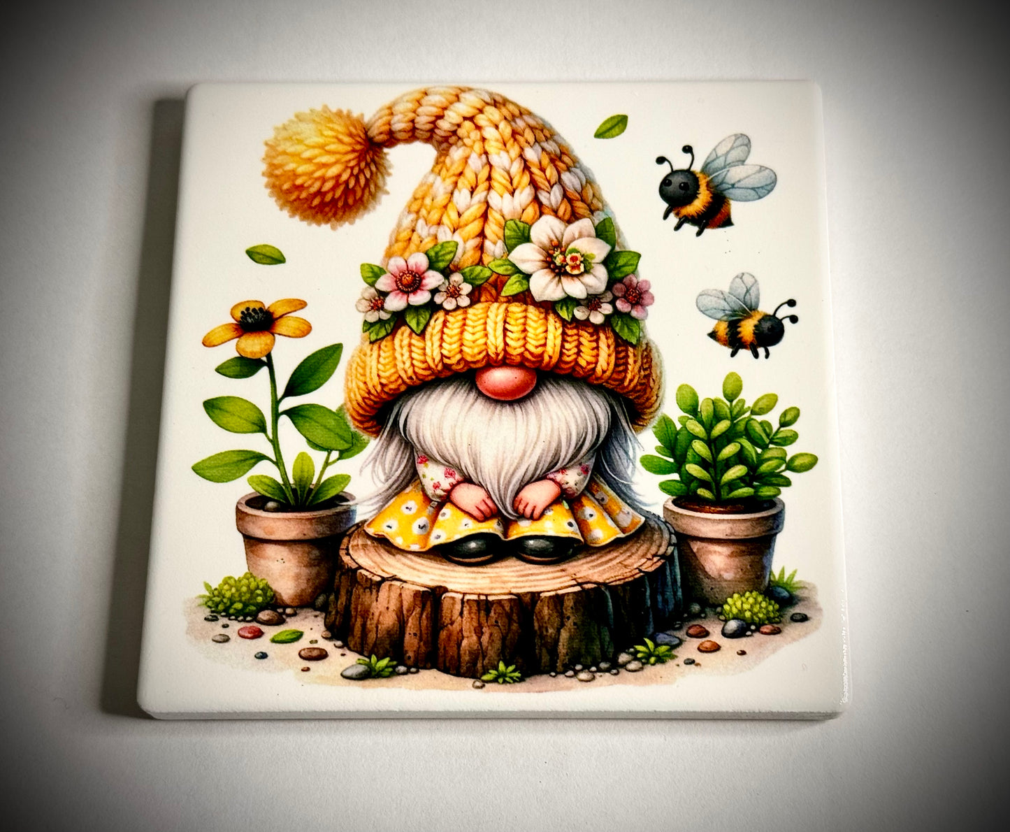 Handmade Ceramic Gnome Coaster, Nordic Gnome, Swedish Tomte, Gonk