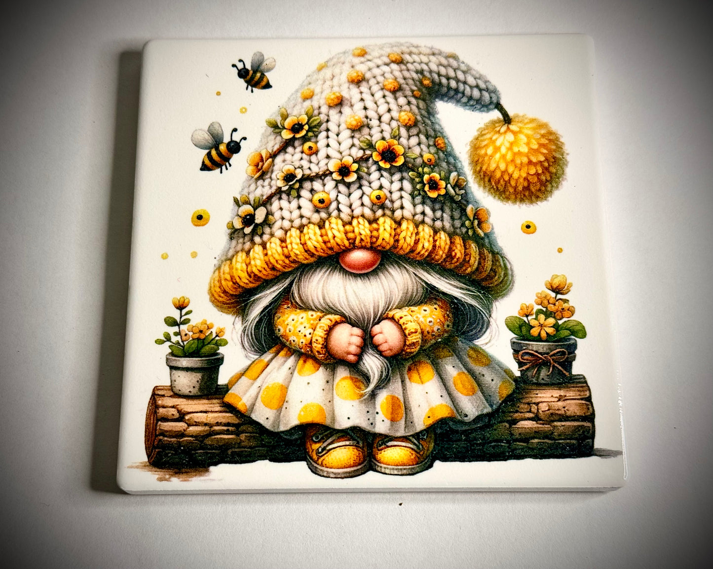 Handmade Ceramic Gnome Coaster, Nordic Gnome, Swedish Tomte, Gonk