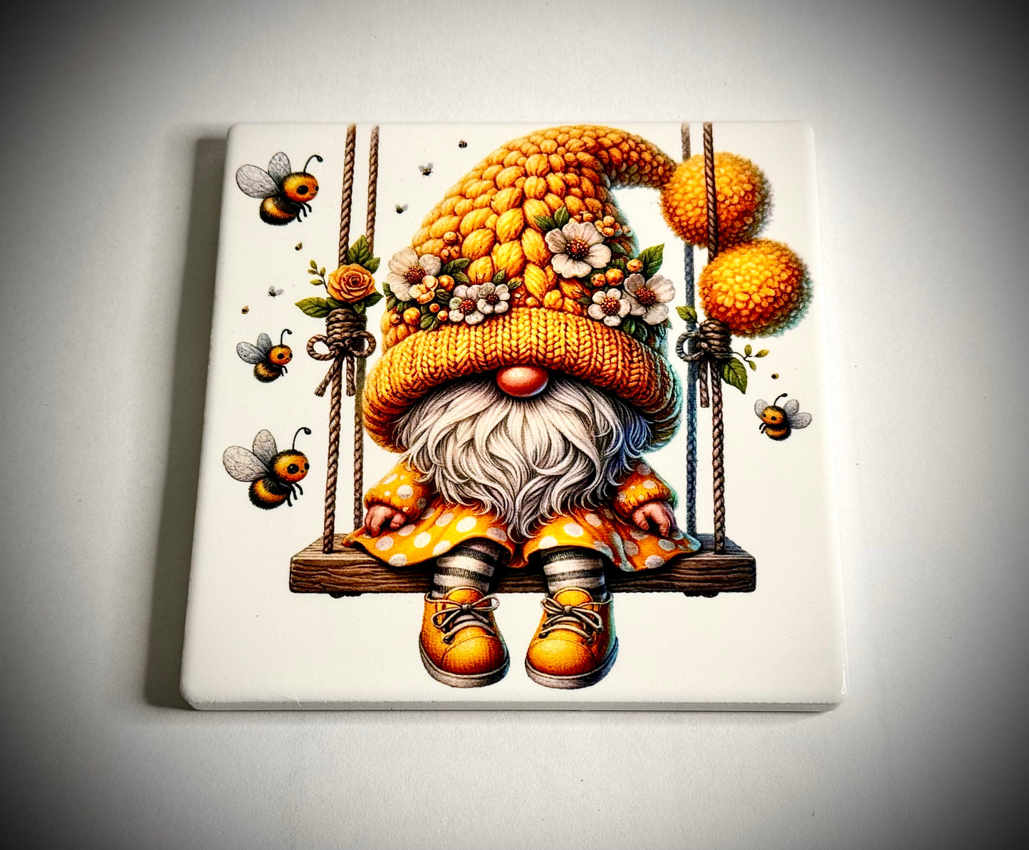 Handmade Ceramic Gnome Coaster, Nordic Gnome, Swedish Tomte, Gonk