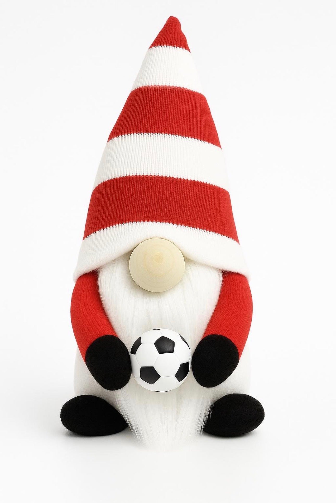 Handmade Red and White Striped Football Gonk, Nordic, Gnome, Swedish Tomte