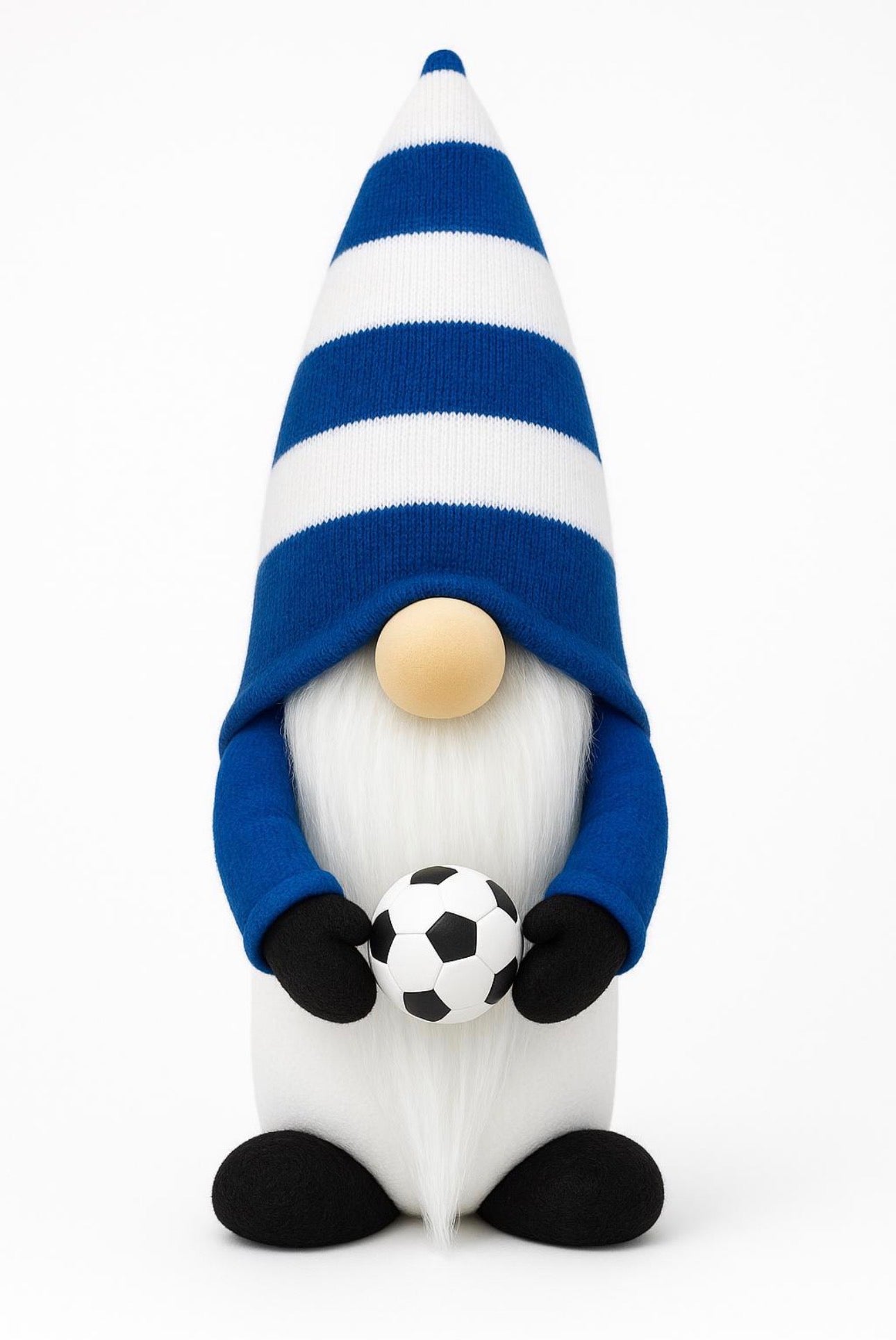 Handmade Blue and White Stripe Football Gonk, Nordic, Gnome, Swedish Tomte
