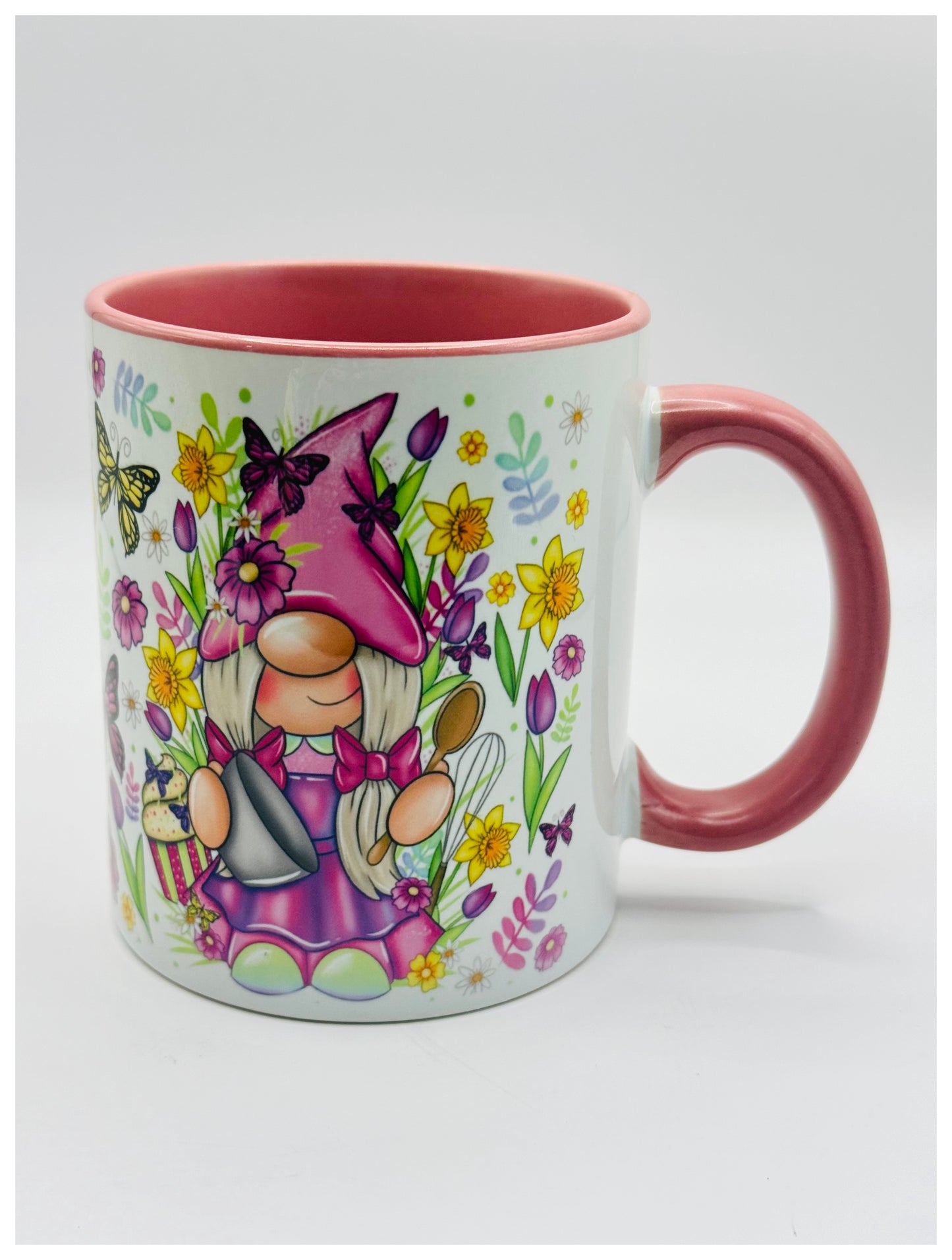 Handmade Gonk and Butterfly mug, Nordic Gnome, Swedish Tomte, Gnomes