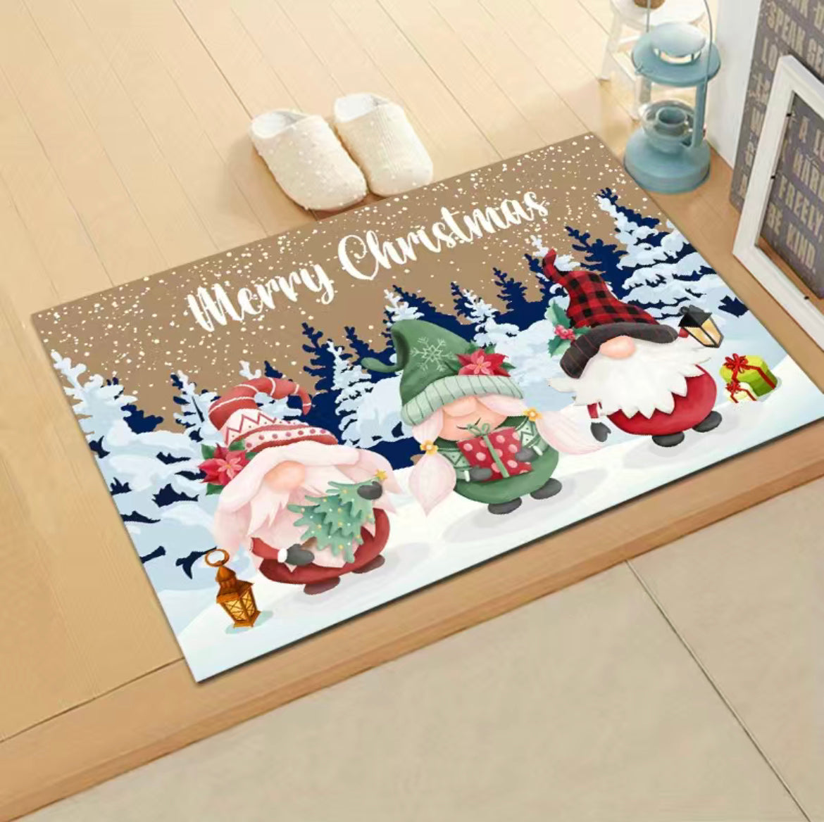 Merry Christmas Non Slip Gonk Christmas Doormat, Nordic, Gnome, Swedish Tomte