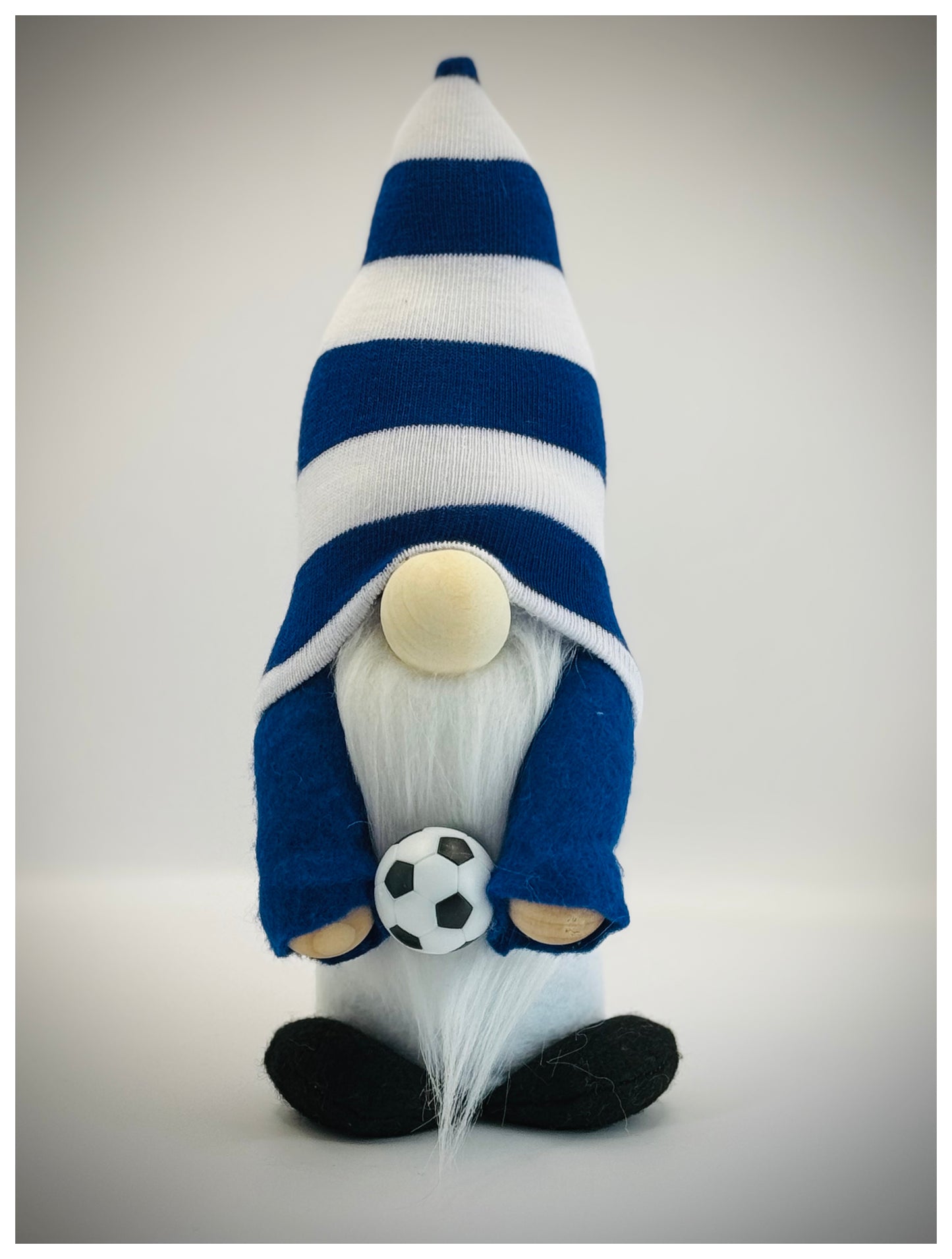 Handmade Blue and White Stripe Football Gonk, Nordic, Gnome, Swedish Tomte