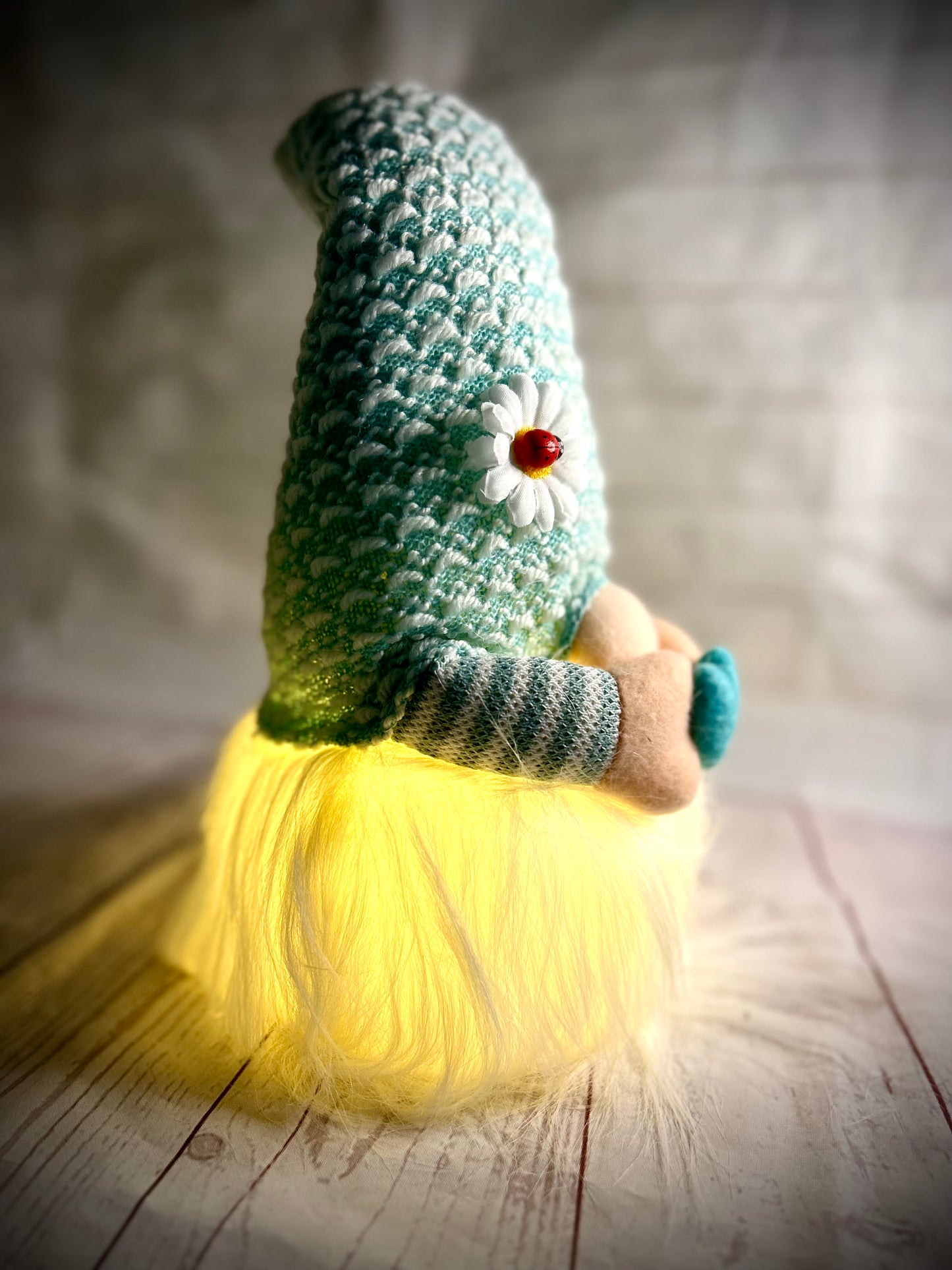 Light Up LED Gonk, with Daisy Hat, Nordic, Gnome, Swedish Tomte