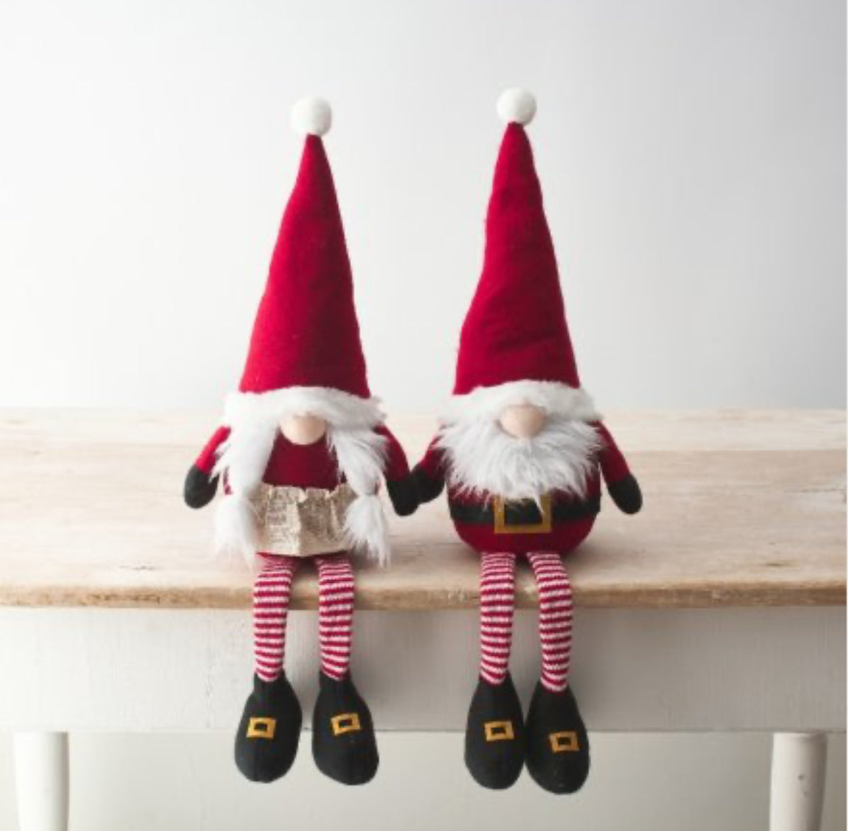 Mr and Mrs Claus shelf Sitting Gonks 56cm, Nordic Gnome, Swedish Tomte