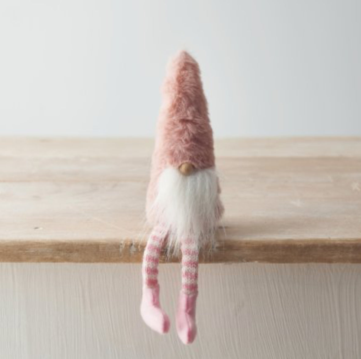 Pink Fluffy Mini shelf Sitting Gonk, 21cm, Nordic Gnome, Swedish Tomte