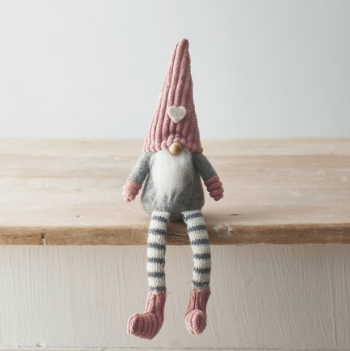 Mini pink shelf sitting Gonk, Nordic Gnome, Swedish Tomte