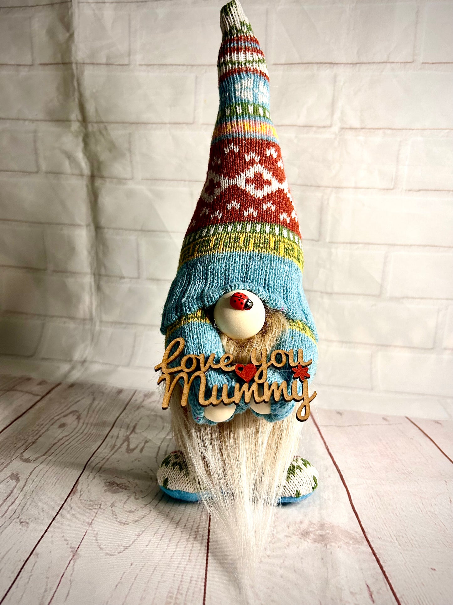 Handmade Love you Mummy Gonk, Nordic Gnome, Swedish Tomte