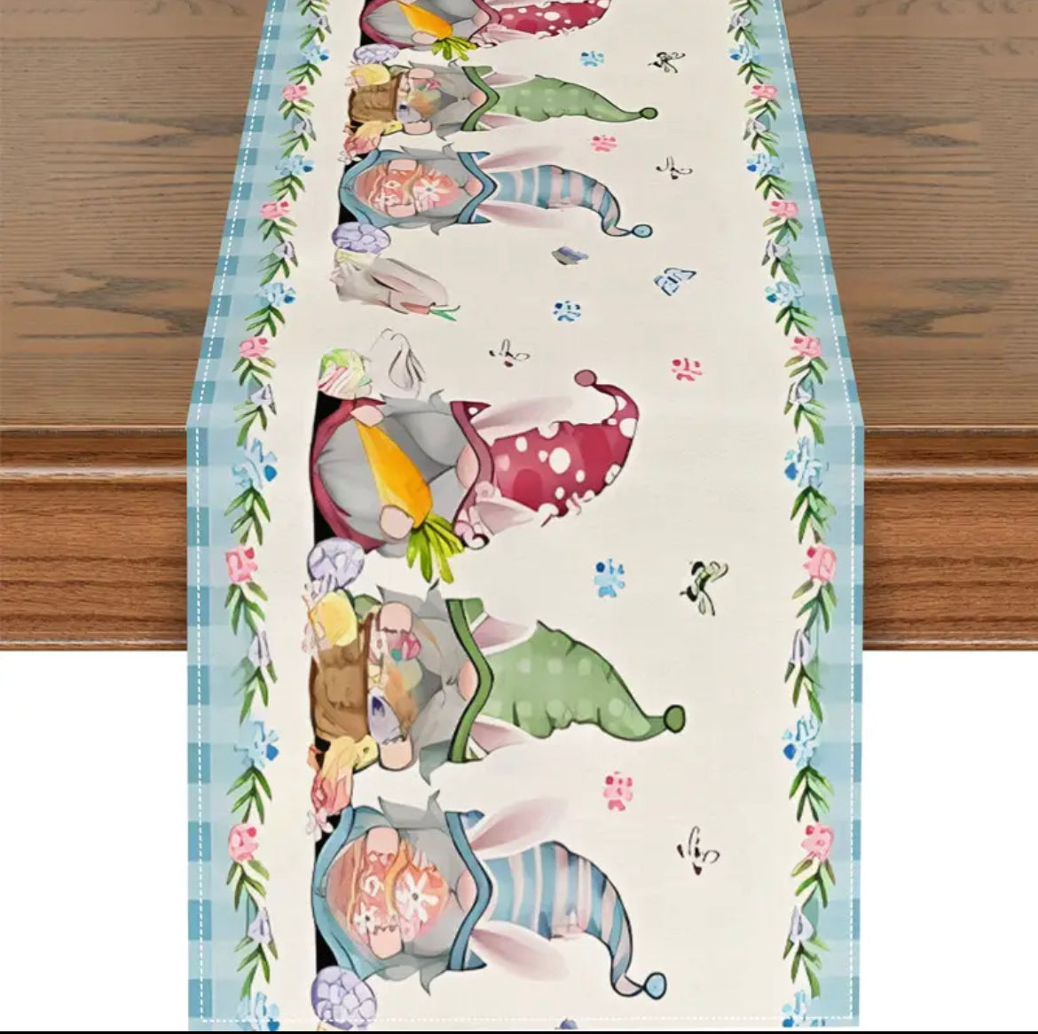 Gnome Easter Egg Linen Table Runner, Gonk, Nordic Gnome, Swedish Tomte