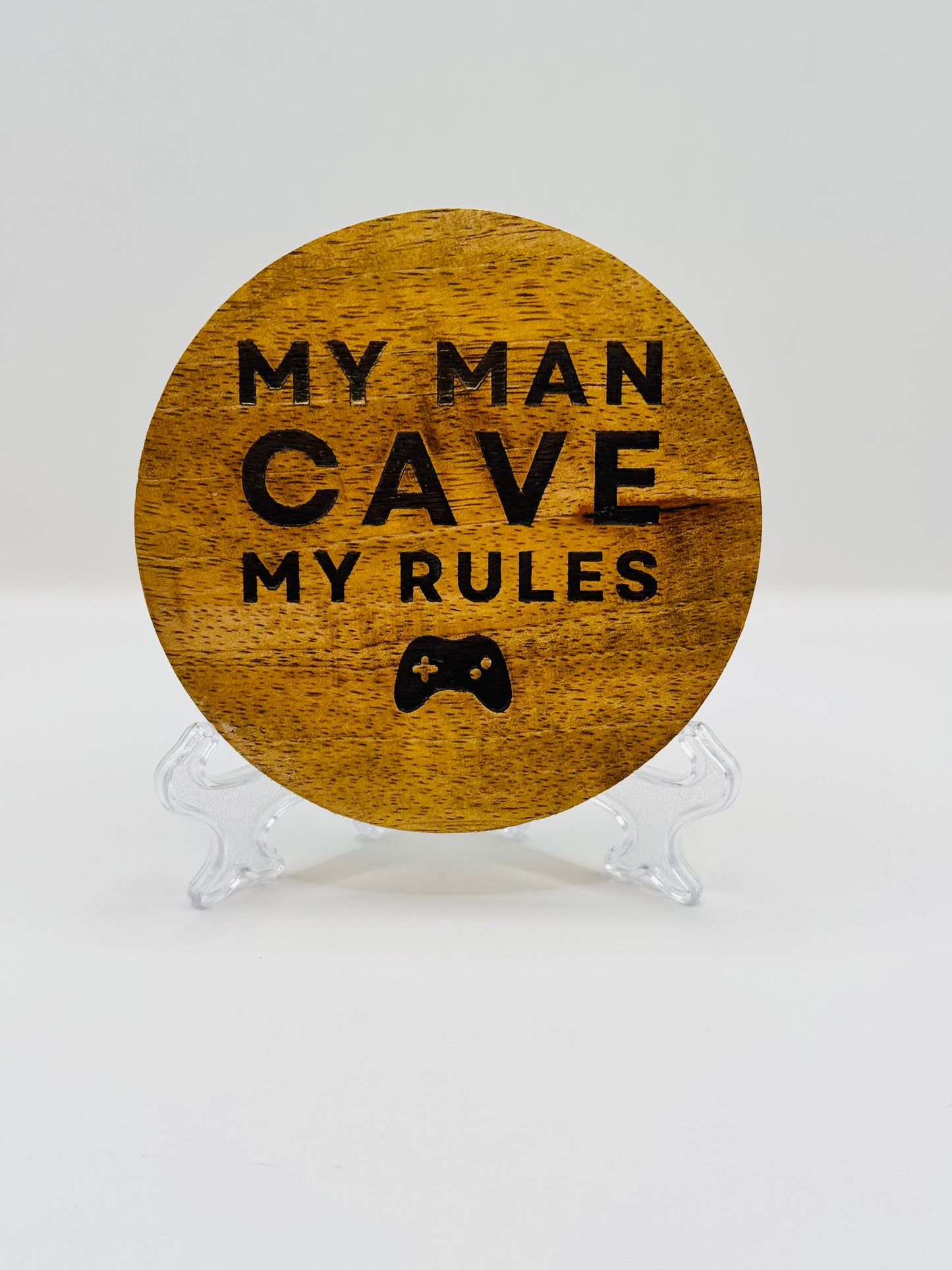 Man Cave Wooden Round Coaster
