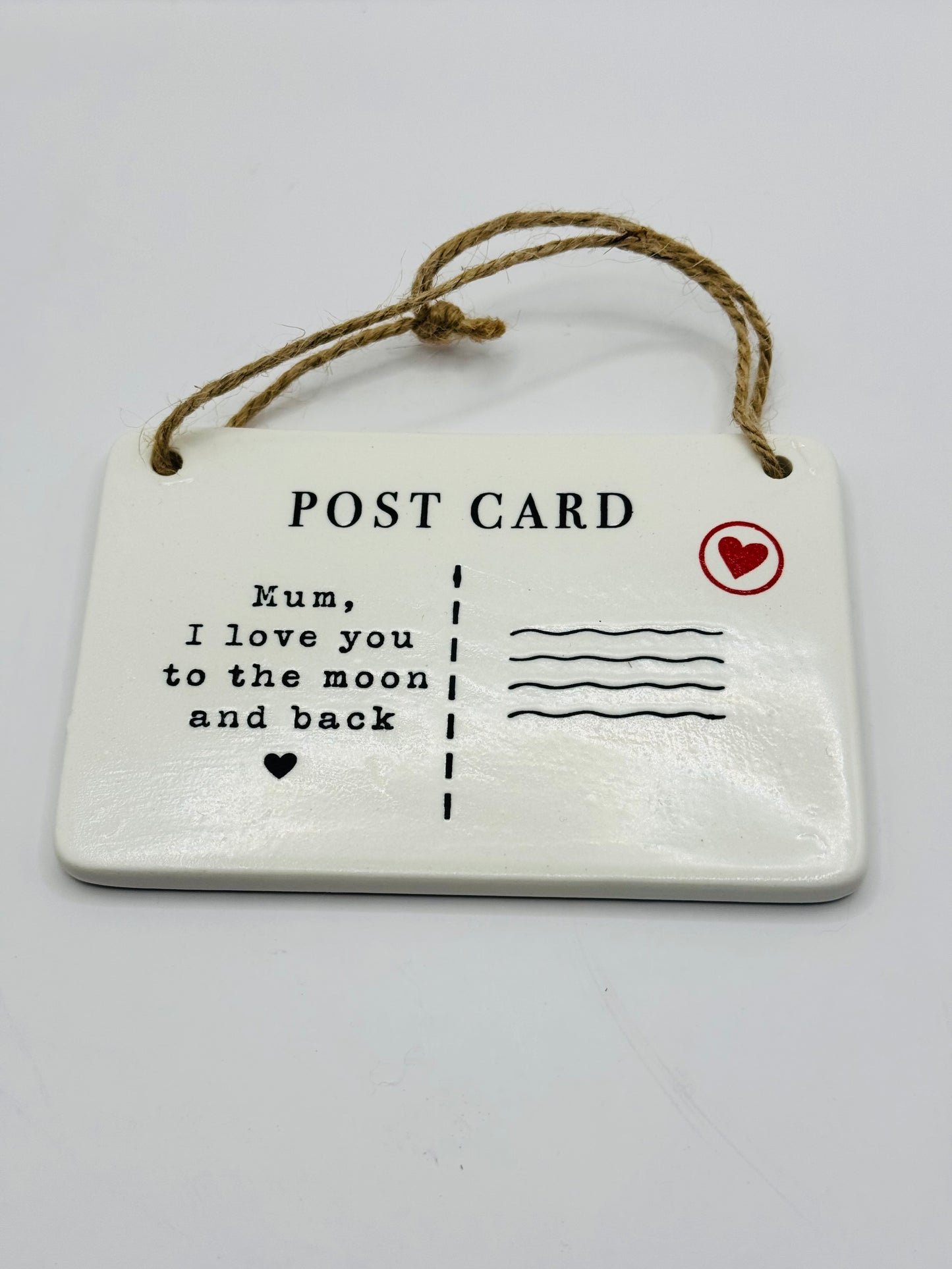 Mum I love you to the moon and back ceramic postcard