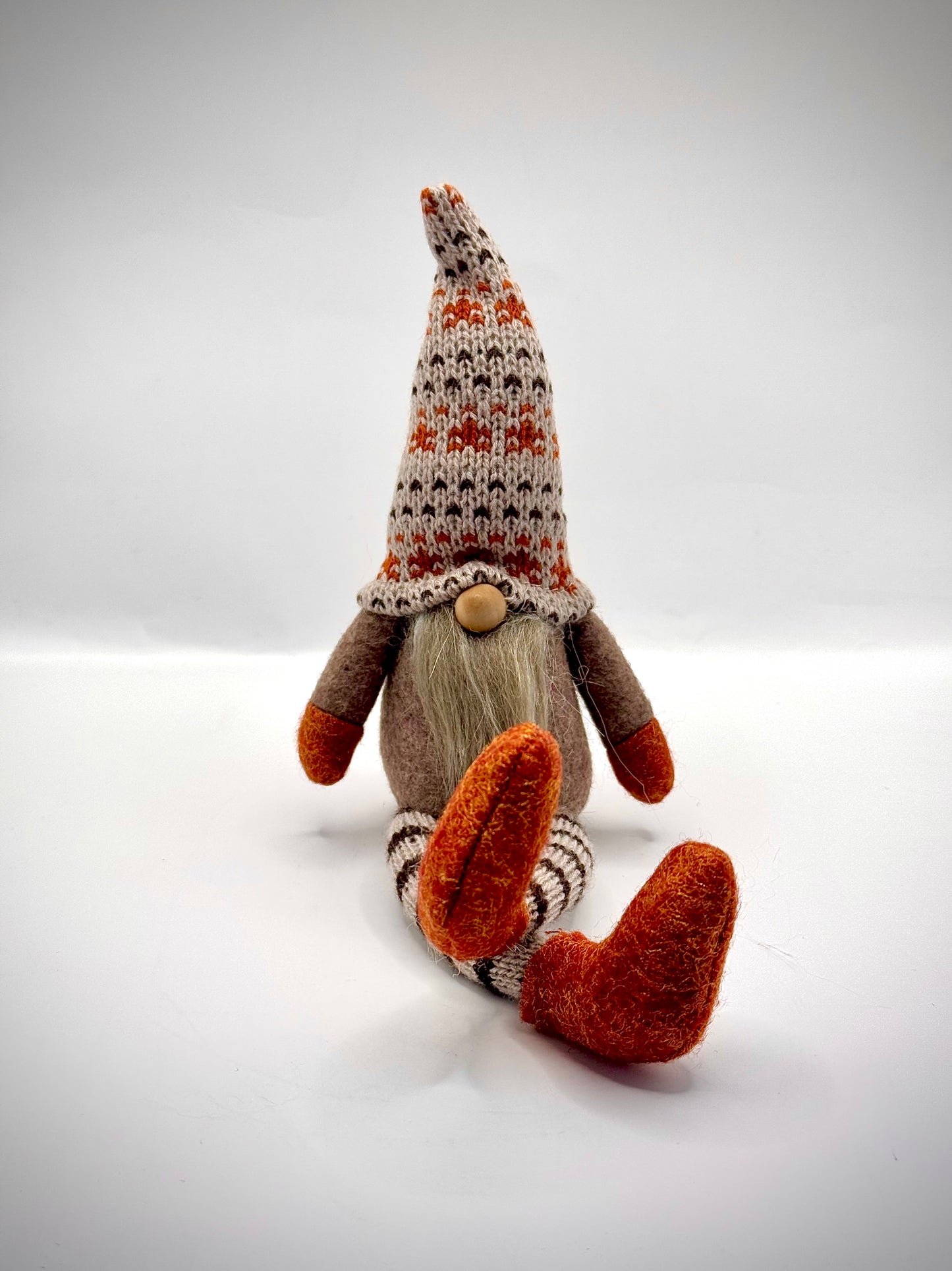 Mini Orange and Brown shelf sitting Nordic Gnome, Gonk, Swedish Tomte 25cm