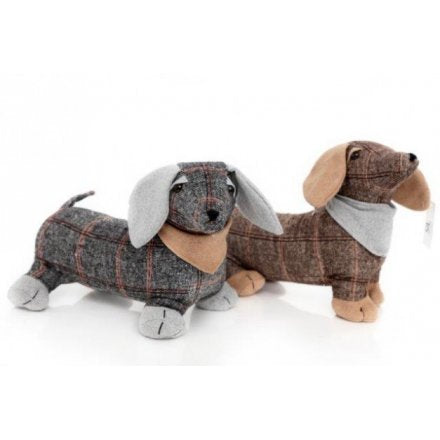 Tweed Fabric Sausage Dog Doorstop