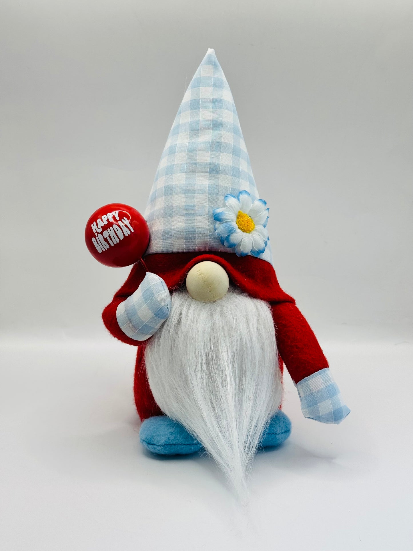 Happy Birthday Nordic Gnome with Red Balloon, Gonk, Swedish Tomte