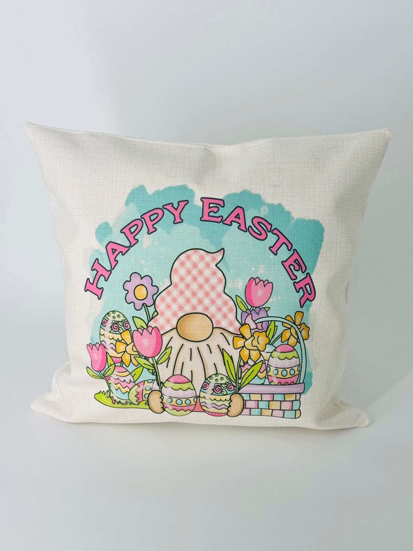 Happy Easter Linen Gonk Cushion, Nordic, Gnome, Swedish Tomte